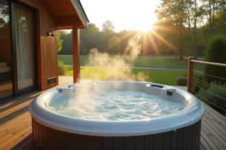 Cabane en Normandie avec jacuzzi extérieur ensoleillé