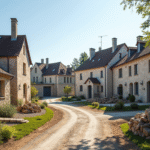 Construction moderne dans un village français au matin