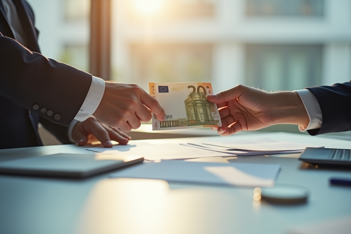 Deux mains échangeant des billets d
