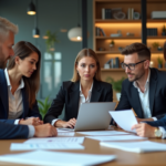 Groupe de professionnels en réunion dans un bureau moderne