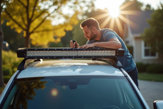 Installation d une barre lumineuse LED sur un 4x4 en extérieur