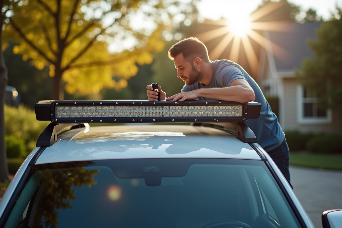 Installation d une barre lumineuse LED sur un 4x4 en extérieur