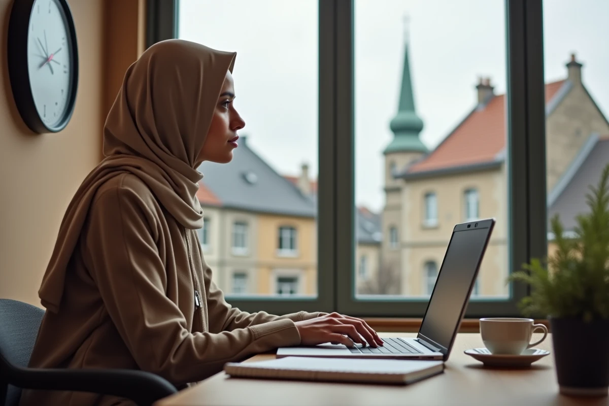 Jeune femme musulmane regardant l