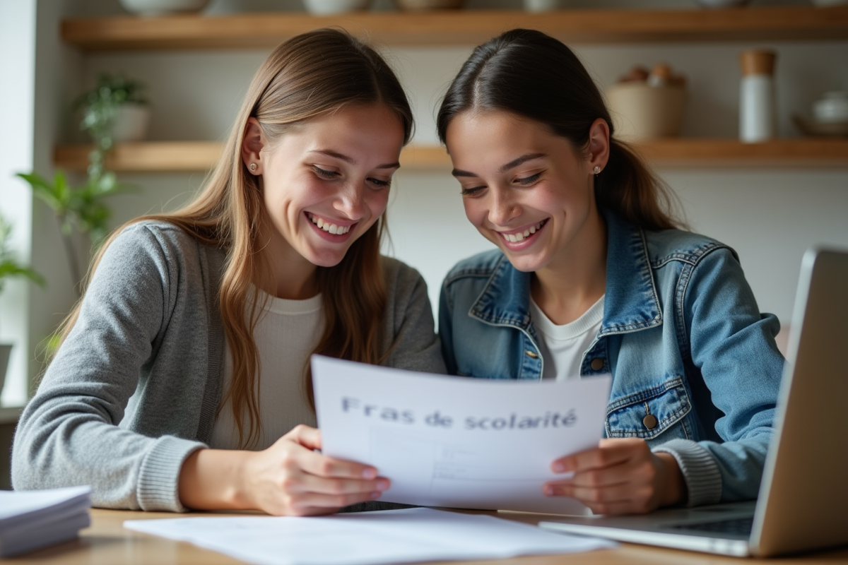 Mère et fille discutant de frais de scolarité à la maison